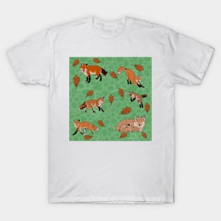 Red Foxes in Sage T-Shirt